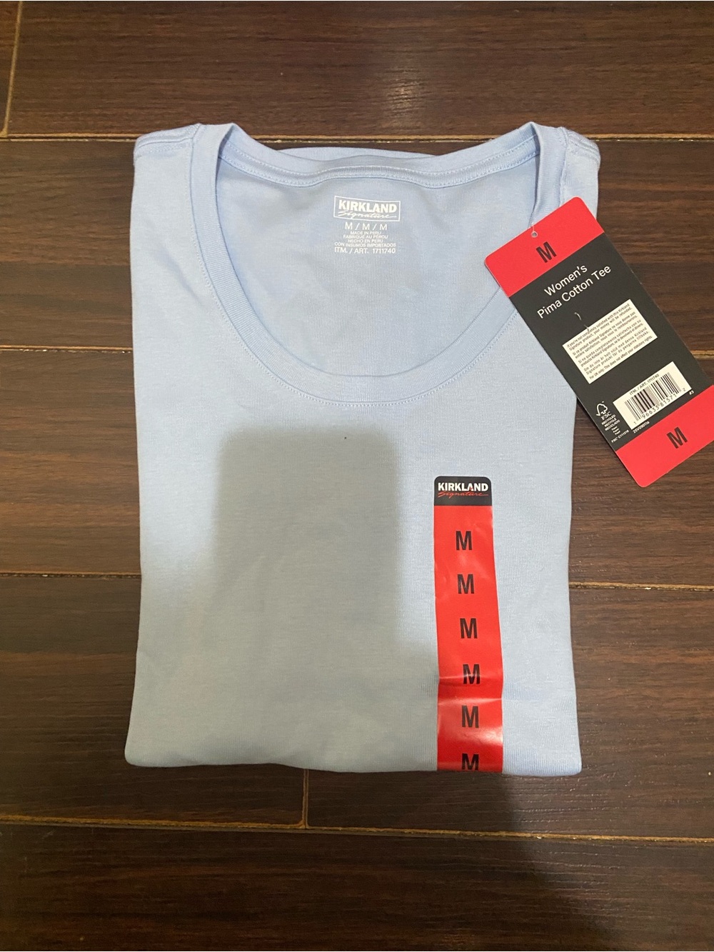 NWT Kirkland Signature Women’s  M Blue 100% Pima Cotton Scoop Neck Tee Shirt